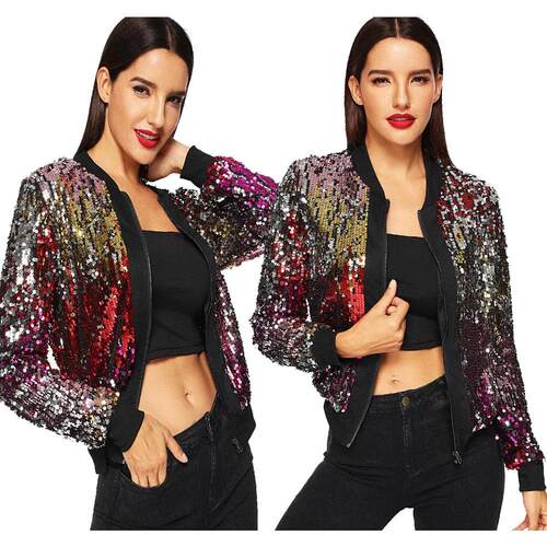 Women's colorful sequin jacket女装段彩亮片夹克