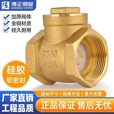 博正BZ4020A软密封黄铜丝口止回阀精铜双内丝旋启式单向阀H14W16T