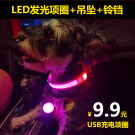 宠物用品狗狗发光项圈泰迪，金毛小大型犬夜光，遛狗神器狗狗发光吊坠