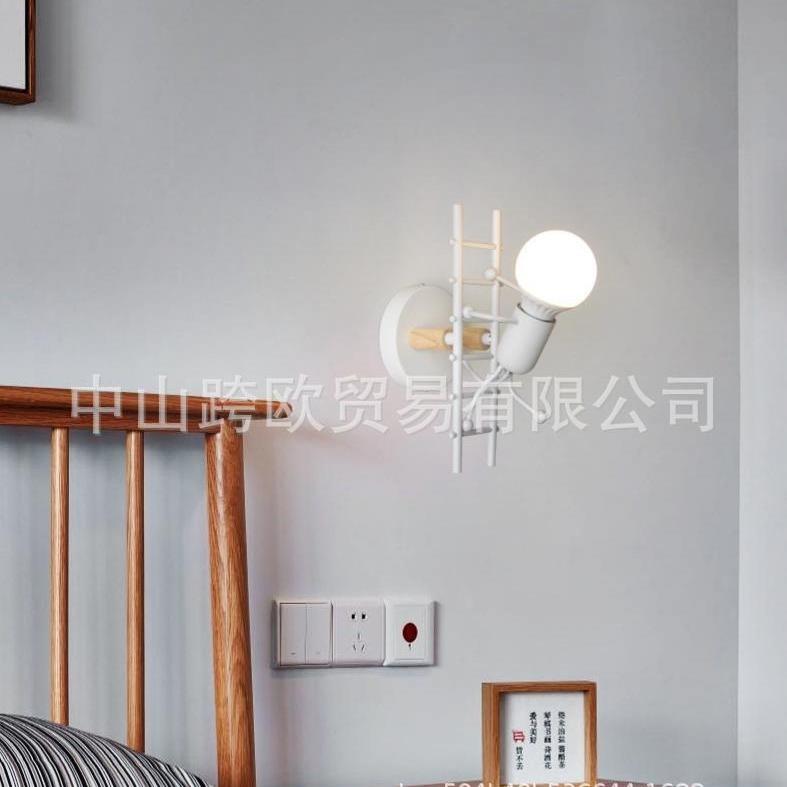 小人壁灯欧式工业风复古壁灯过道卧室客厅儿童房爬楼梯创意床头灯