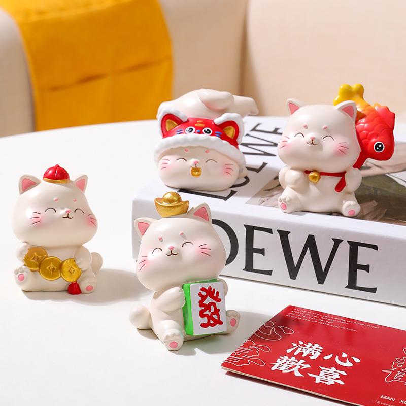 意手办公气仔可爱福创猫摆件树脂YF081-88工面艺潮玩桌办公桌装饰