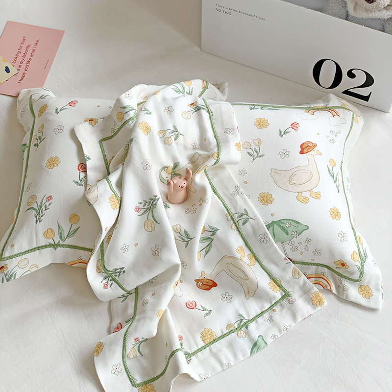 儿童卡通可爱双层纱竹纤维枕套30x50宝宝枕芯套乳胶枕头套子40x60