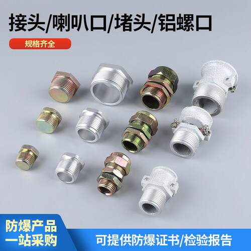 防爆电缆加紧密封接头堵头BDM压紧螺丝6分喇叭口一寸防爆管接头