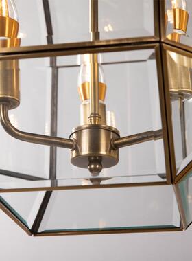 美田式全884铜园客厅餐厅室卧吊灯家用轻奢气复古个性几大何焊锡