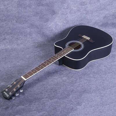 41寸民谣吉他guitar 初学椴木吉它 哑光黑色 缺角练习琴 厂家