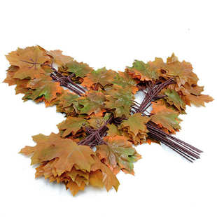 仿真枫叶树绿化假树叶子园林装 红绿枫叶 饰树枝道具仿真树枝