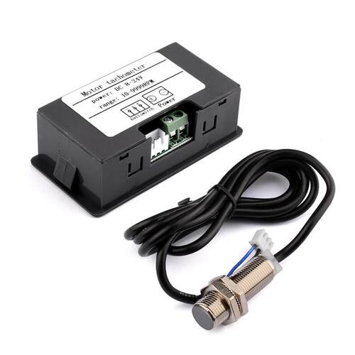 DC8-24V高精度数显测速表转速表 带NPN型5V霍尔感测器直流转速表