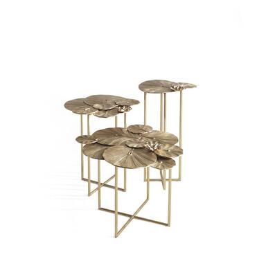 纯铜荷叶纹路茶几现代轻奢客厅组合套几设计师创意别墅样板房茶桌