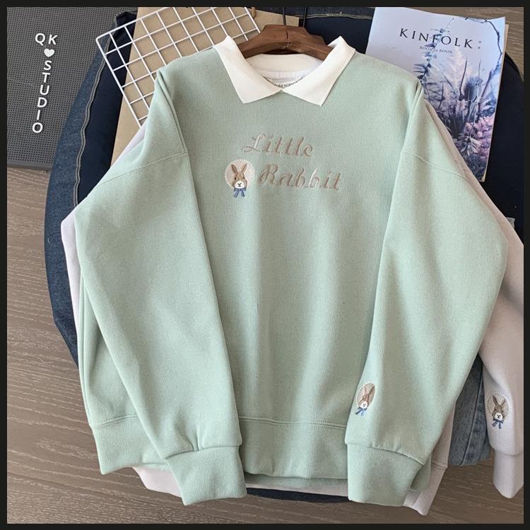 top sweatshirt Embroidered loose trendy thin student collar