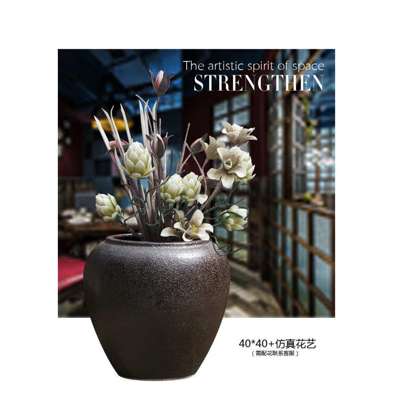 复古做旧粗陶罐瓷景德镇手工陶瓷落地大件组合花瓶盆庭院缸土坛子