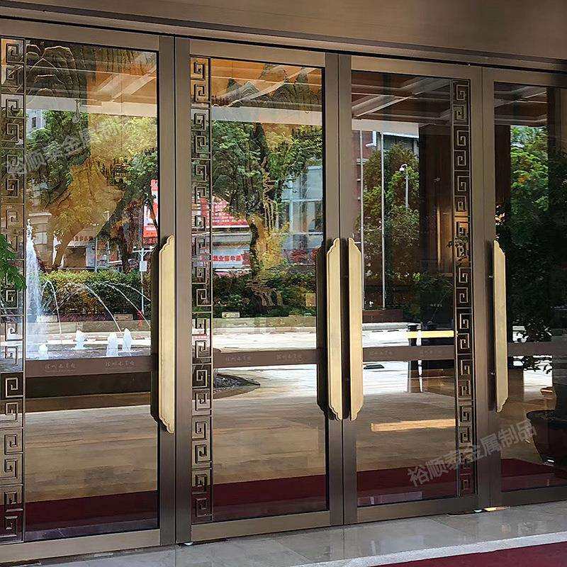 豪华酒店宴会大厅不锈钢大门售楼部工程推拉钢化玻璃门