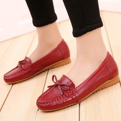 正品02新款单鞋女平真5皮底鞋子软底妈妈豆2豆鞋夏季大码女鞋春秋