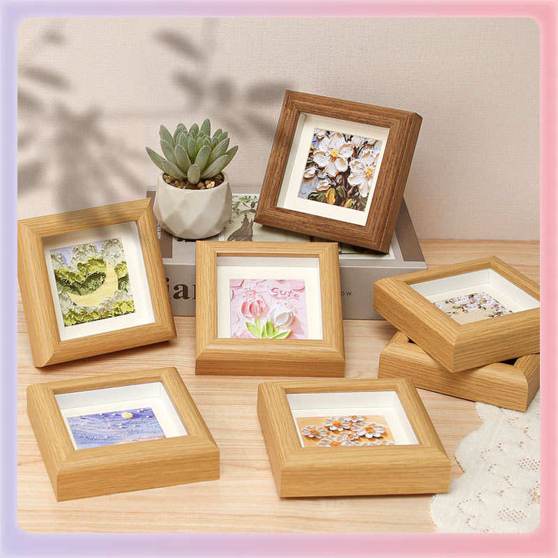 中空相框油画棒迷你正方形小相框木框DIY外框儿童作品装裱水彩画
