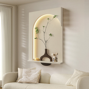 入户门正对墙玄关挂画现代简约餐厅饭厅装饰画轻奢led灯客厅壁画