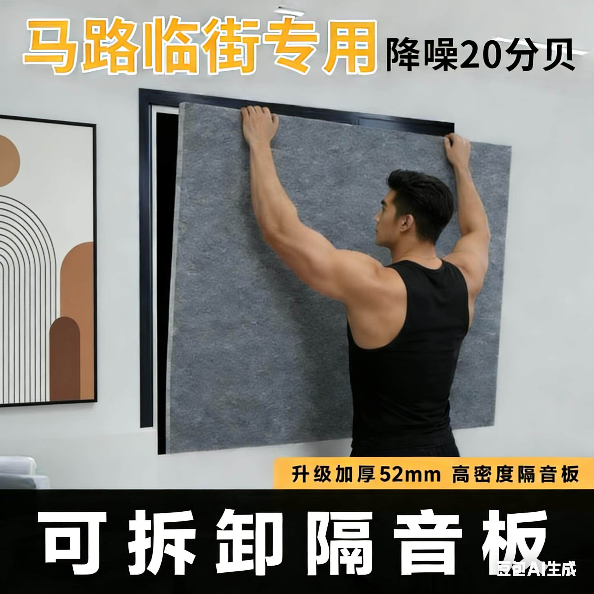 可拆卸窗户隔音板升级加厚52mm卧室马路噪音办公室直播间降噪专用图片
