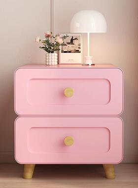 床头柜床边储物柜多室TYP边柜收纳卧柜奶油风铁胺艺巴金属家用抽