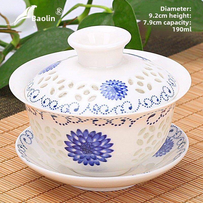 精美剪纸三容量碗，有盖茶杯单碗景德镇陶瓷功夫茶具大型精品
