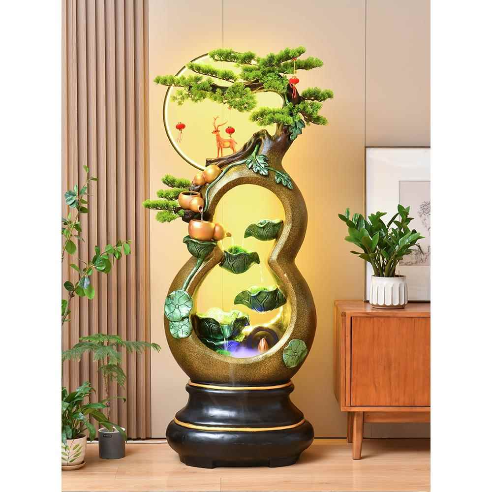 中式葫芦假山流水喷泉摆件客厅玄关店铺开业新居乔迁送礼装饰礼品