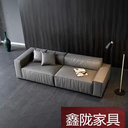 北欧精品皮沙发极简轻奢小户型别墅区直排三人四人位组合皮艺沙发
