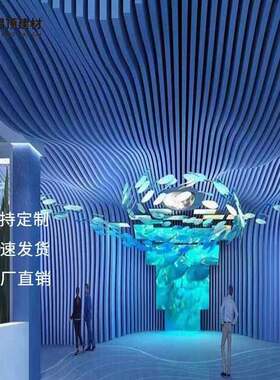 弧形铝方通简约现代铝天花防火吊顶波浪造型铝方管厂家直销