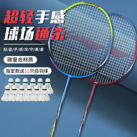 李宁凯胜羽毛球拍双拍全碳素纤维超轻专业羽毛球球拍单拍套装