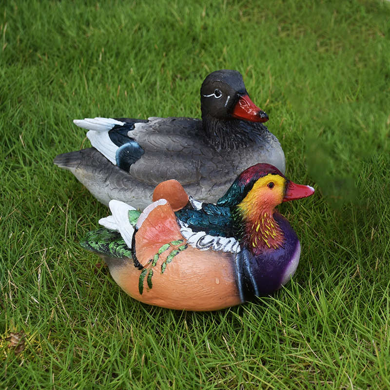 庭院雕塑花园鸭子景观户外浮水漂鸳鸯水仿真别墅摆件喷泉水池批发