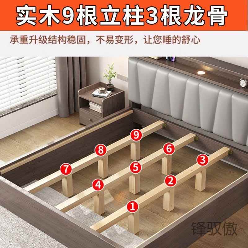 锋Y1驭双实木床现代济简约人主卧大床新款用家米单人床经df4s5型