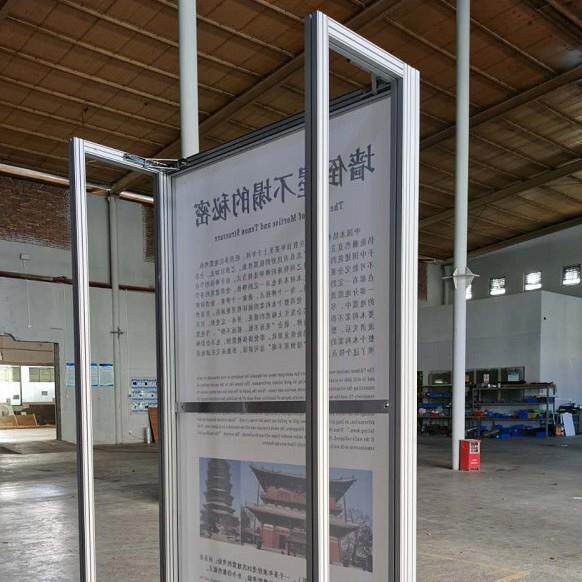 展览折叠宣传铝制展架工厂方柱卡布双面灯箱展示架型材厂家