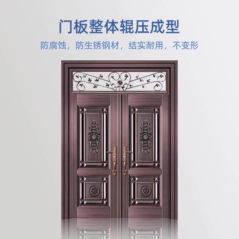 工厂直供仿古铜门别墅大门防盗甲级锌合金门铸铝门家用双开大门