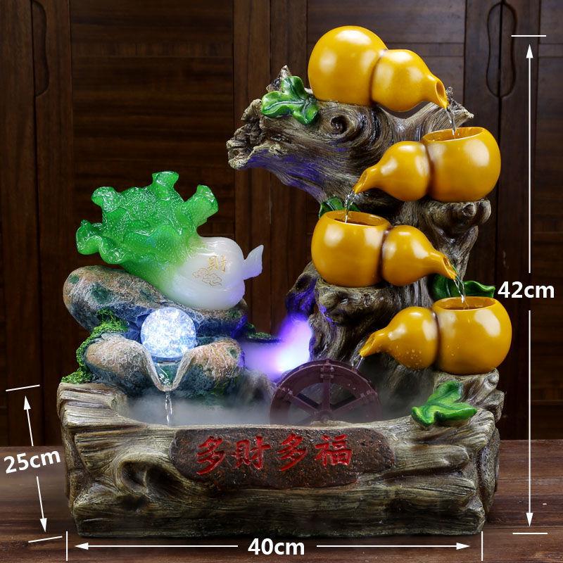 葫芦流水喷泉风水轮招财摆件白菜家居装饰品客厅吧台开业礼品