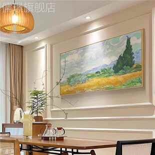 网红梵绿色麦客背厅沙发景墙装画田大幅室卧床高头饰挂画横风景幅