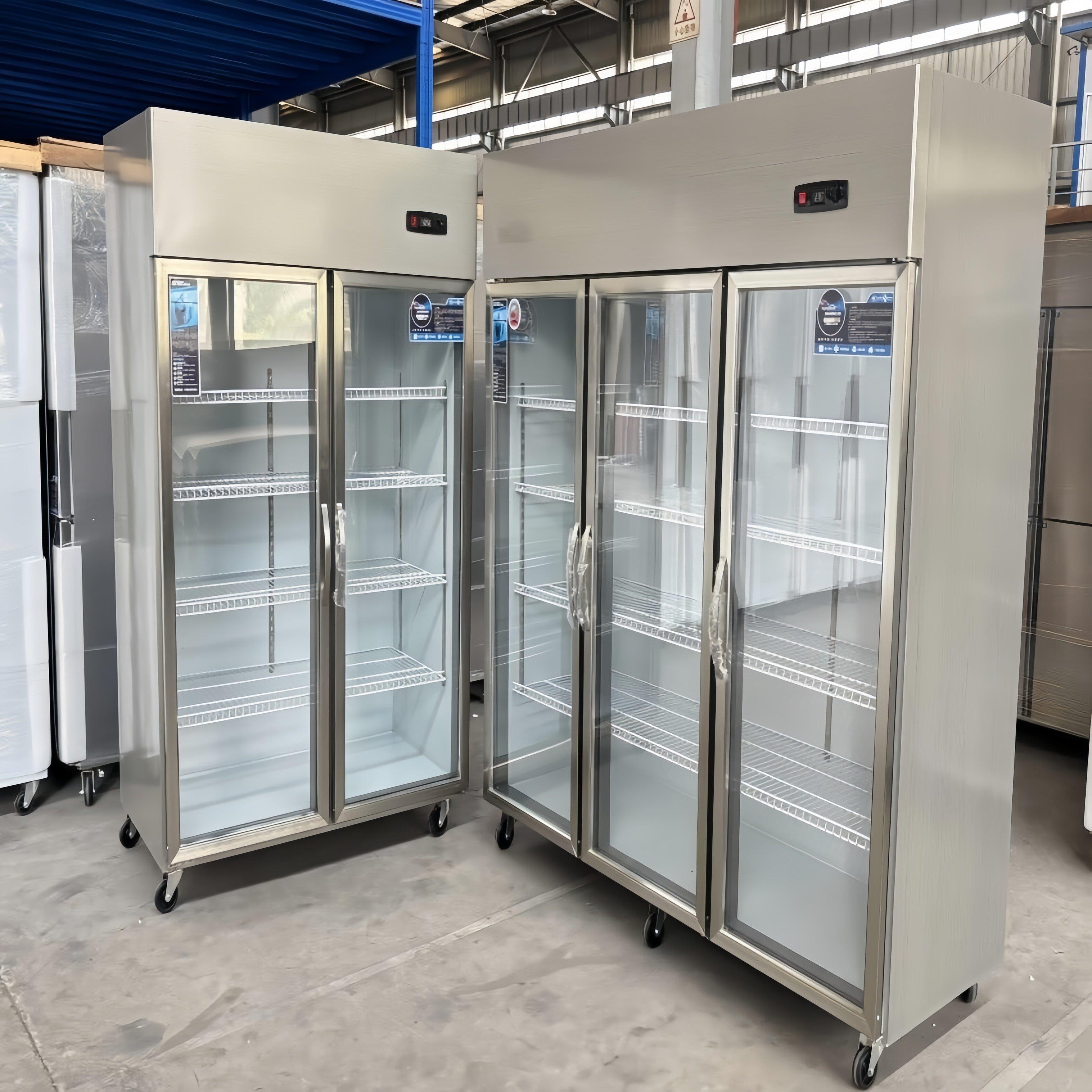 大三门冷藏保鲜展示柜商用冷柜蔬菜串串店大二开双门点菜柜不锈钢
