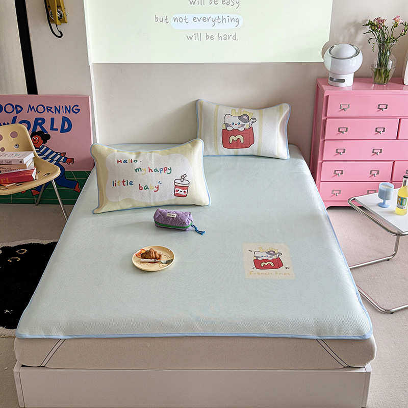 新款数码印花养生凉感冰藤凉席三件套可机洗夏季可折叠空调软凉席,床上用品,冰丝席,淘宝优惠券,粉丝福利购,淘宝优惠卷