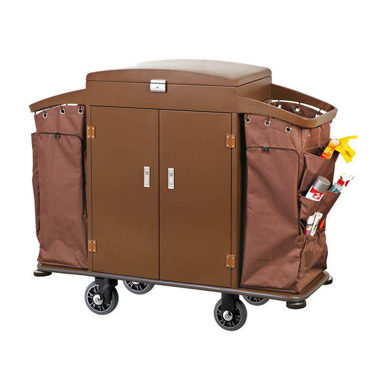 方C-87A铁烤漆金属服务车双边工作车宾馆收纳房口车清洁保洁车