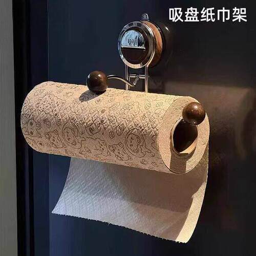 厨房吸盘纸巾架免打孔橱柜用纸挂架抽纸卷纸架懒人抹布保鲜膜架子