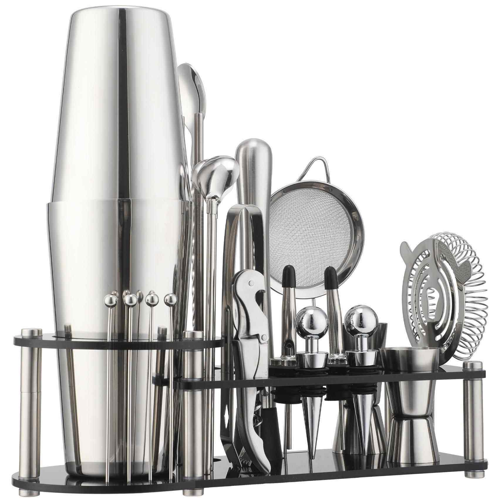 调酒器鸡尾酒摇酒工具装23套CG1973件套不锈钢可椭拆卸圆亚壶克力