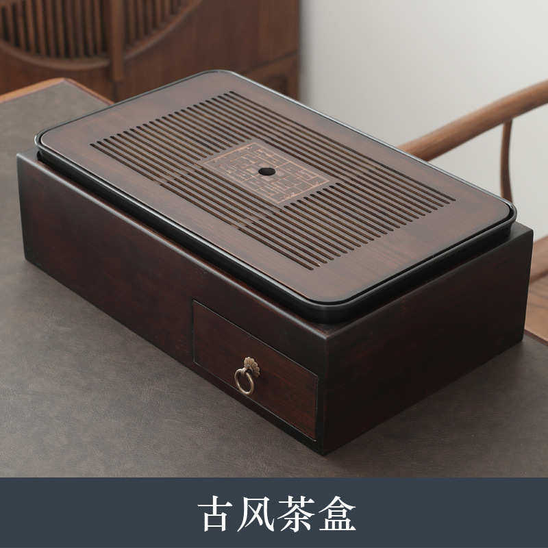 日式白瓷紫砂功夫茶具茶杯套装茶盘多功能收纳盒大号茶台家用茶托