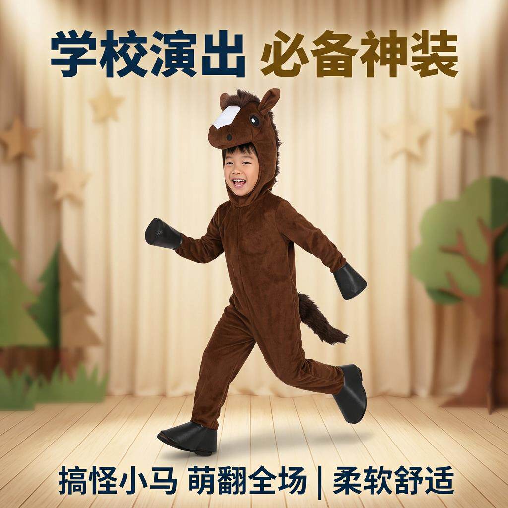 六一儿童演出服2026新款马仔动物童装角色cos睡衣派对演马表演服