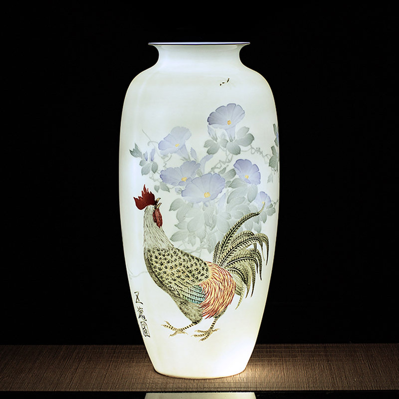 大师孤品吉利花瓶文家成老师手绘插花瓶客厅中式轻奢装饰高端礼品