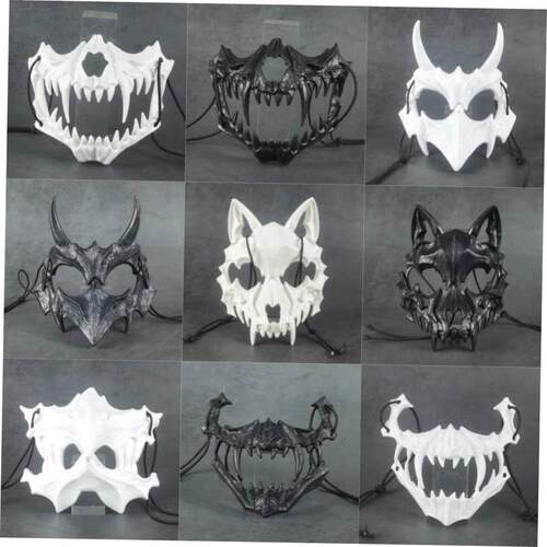 Halloween two yuan dress up night dog white bone skull mask