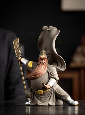 大型关公关羽陶瓷雕像家居客厅办公室入口桌面装饰关二业摆件