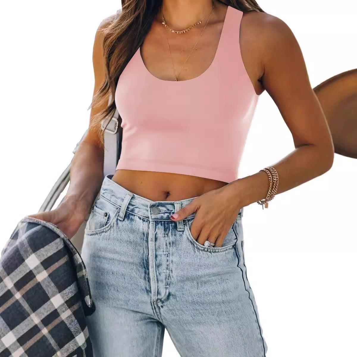 women for top T-shirt casual top tank collar sleeveless