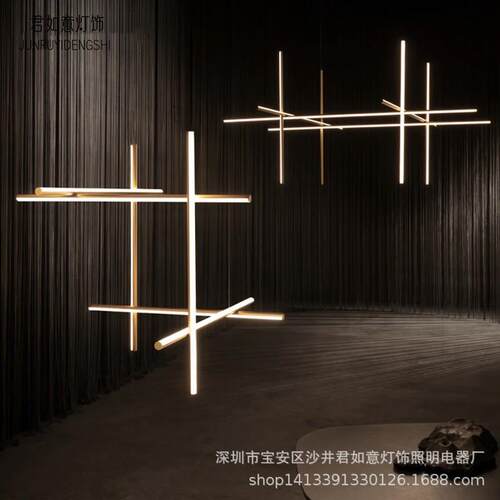 意大利极简挑空组合别墅客厅餐桌吊灯设计师led现代线条楼梯间灯
