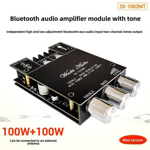 ZK-1002MT 100W*2高低音调立体声双声道蓝牙音频功放板模块