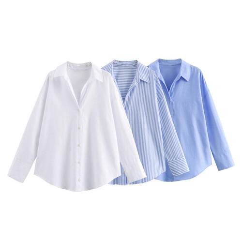 Women's cotton long sleeved Oxford shirt for women