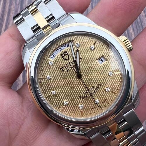 先鉴后发 98新39mm帝舵骏珏系列双历M56003镶钻自动机械男士腕表