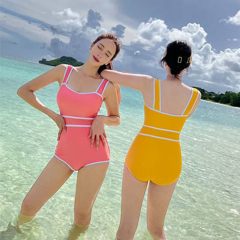 2023源头工厂时尚可爱糖果色吊带三角连体泳衣女显瘦比基尼游泳装