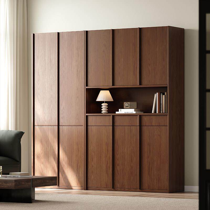 橡木全实木鞋柜骨骼线客厅隔间玄关柜一体靠墙入户家用胡桃色鞋架