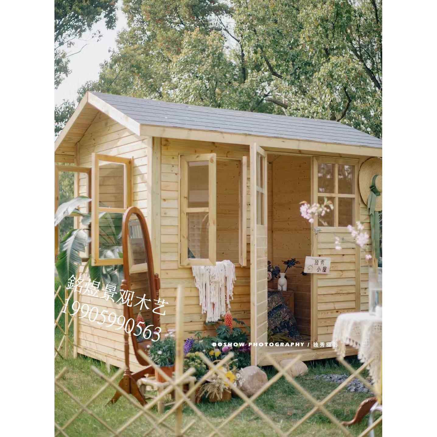 户外防腐木小木屋工具房组装设备岗亭庭院可拆卸移动室外房子定制