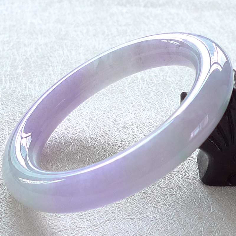 57圈口缅甸A货紫罗兰手镯翡翠浅紫玉镯细圆条天然玉石手饰76.81克